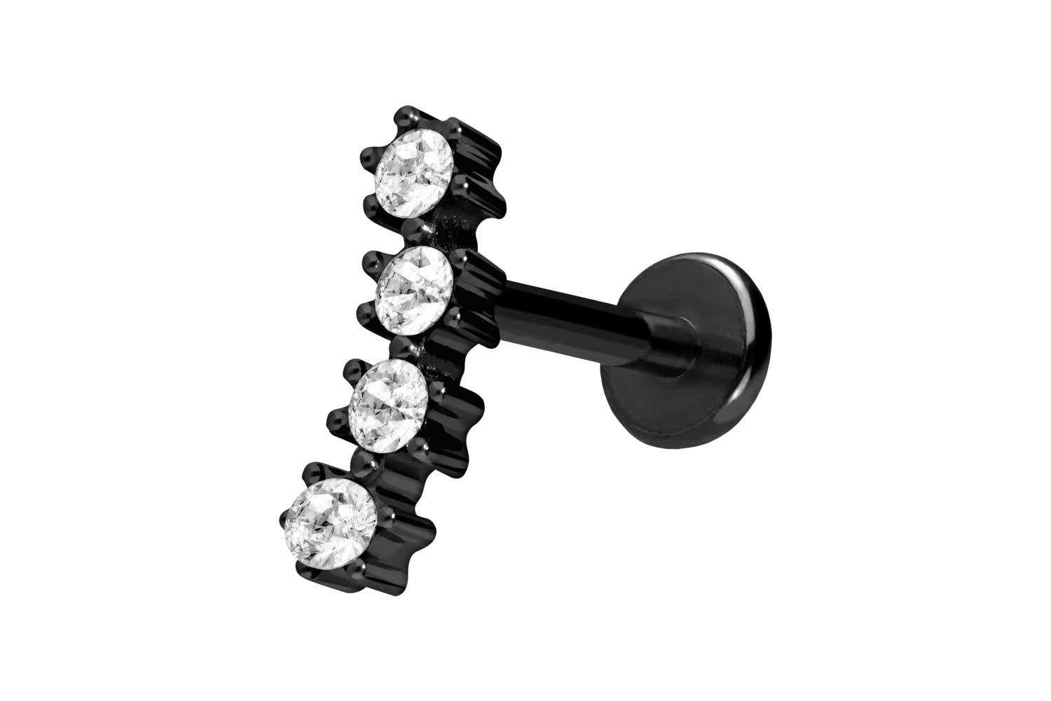 Titan Labret Piercing mit Push Fit 4 EINGEFASSTE KRISTALLE